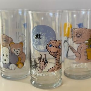 1982 Pizza Hut E.T. Steven Spielberg Movie Limited Edition Glass Tumblers